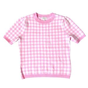 Sugarlips Dominika Gingham Pink & White adorable Sweater size XS